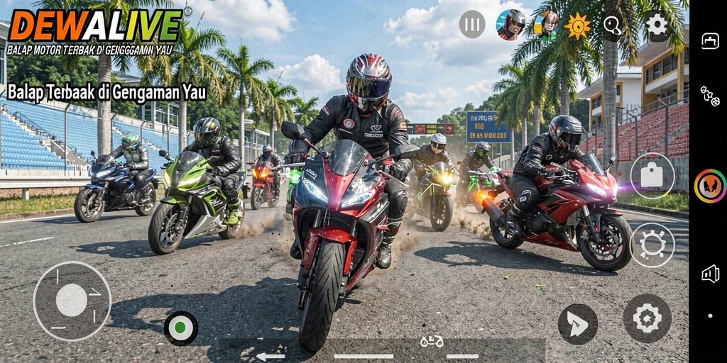 Gameplay seru dengan balapan motor yang mendebarkan.