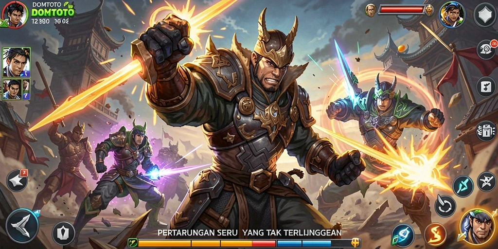 Tangkapan layar <strong>DOMTOTO</strong> menampilkan aksi pertarungan mendebarkan.