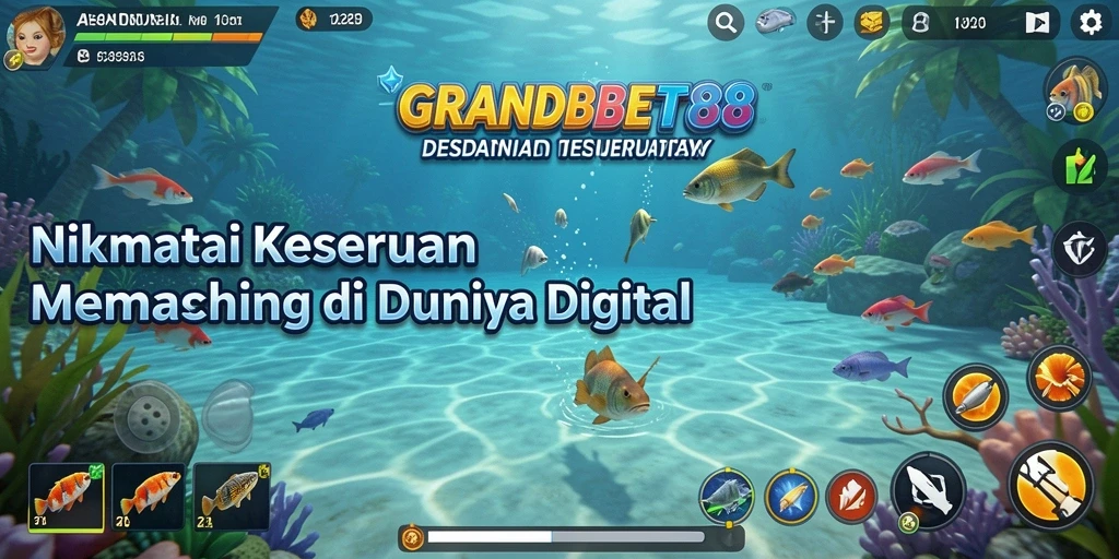 Screenshot gameplay <strong>GRANDBET88</strong> menunjukkan aksi memancing yang mendebarkan.