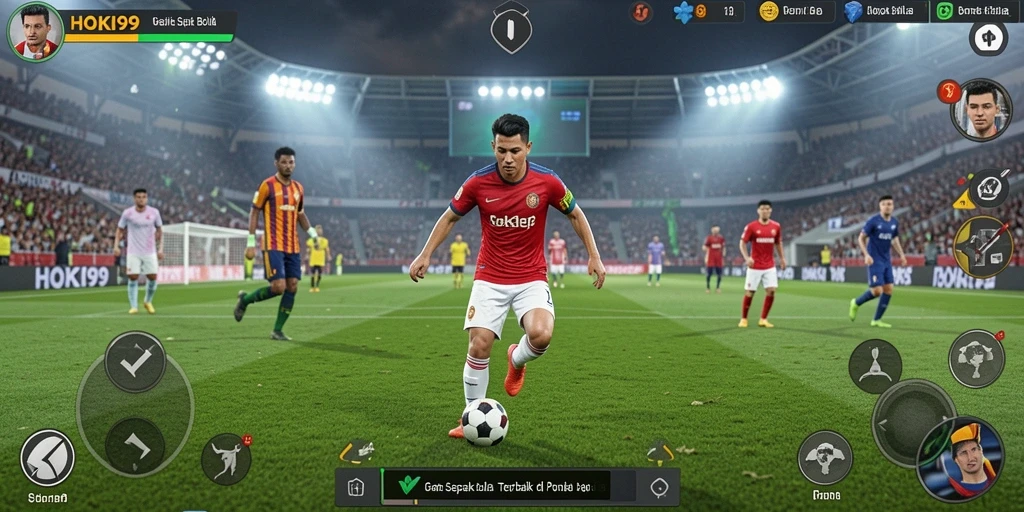 Tampilan gameplay seru dalam HOKI99 yang penuh aksi sepak bola.