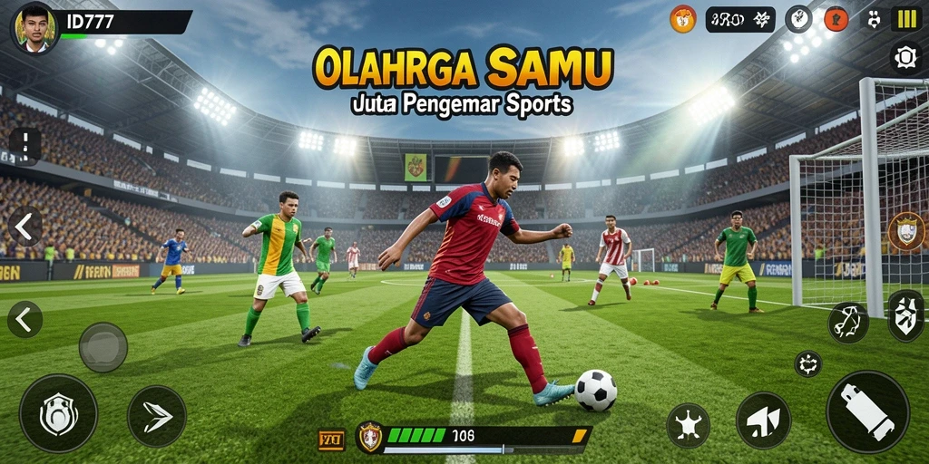 Screenshot ID777 menampilkan gameplay seru olahraga yang mendebarkan.