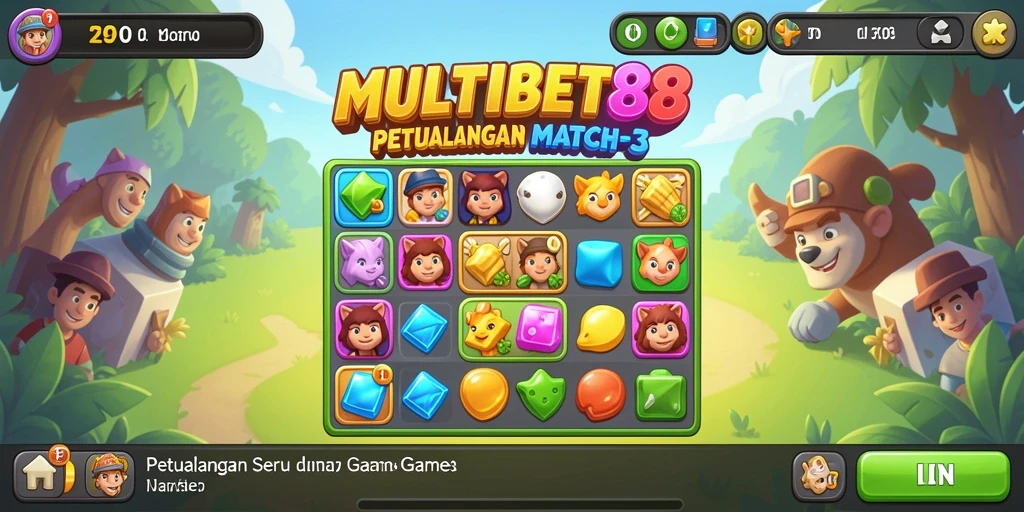 Tampilan gameplay seru dalam MULTIBET88 dengan objek berwarna-warni.